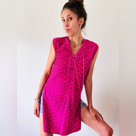 Block print cotton tunic - Picture 3 of 5